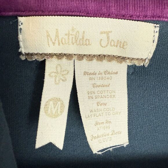 Matilda Jane Cardigan Women Size M Blue Colorblock Open Front Stretch - Picture 7 of 15